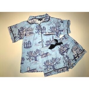 Katie Kime Pajama Set XXS Blue New Orleans Toile Woven NWOT 2 Piece